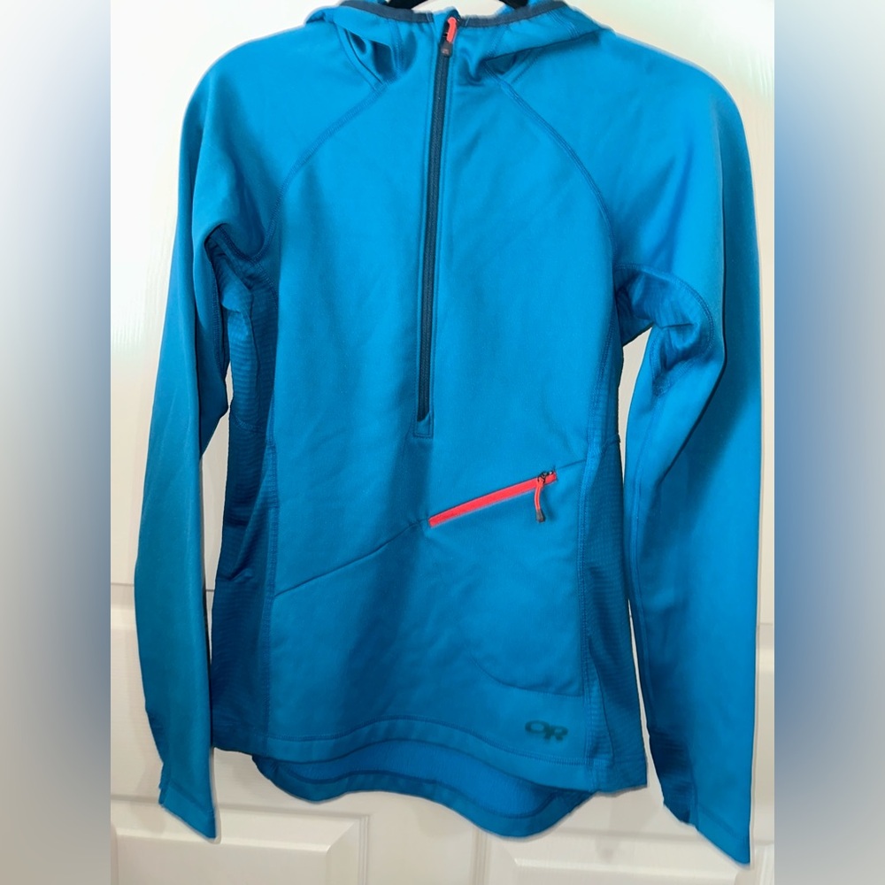 Outdoor Research Blue Half-Zip Pullover with Red Zip Accent XS travel hiking